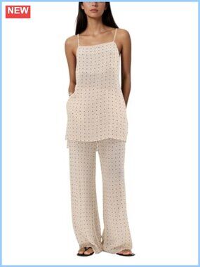Polka Dot 2 Piece Lounge Set Camisole Pants Square Neck Wide Leg